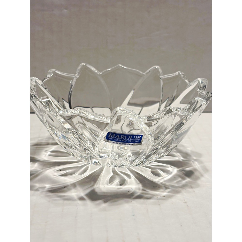 Marquis by Waterford Clear Cut Crystal Leaf Decorative Bowl Germany 3 in